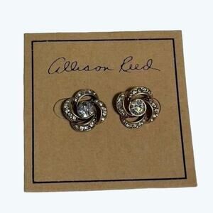 Allison Reed 3/4” Gold Tone Rhinestone Stud Earrings-NWOT